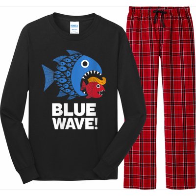 Blue Wave Kamala Funny Big Fish Eat Little Fish Trump Hair Long Sleeve Pajama Set