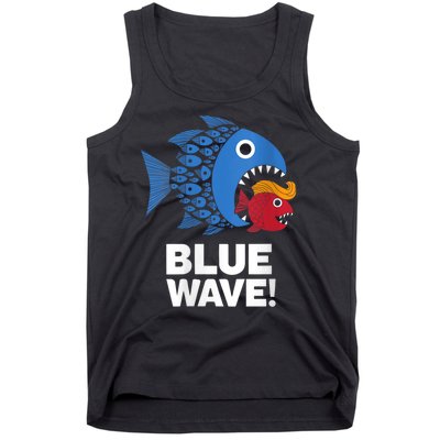 Blue Wave Kamala Funny Big Fish Eat Little Fish Trump Hair Tank Top