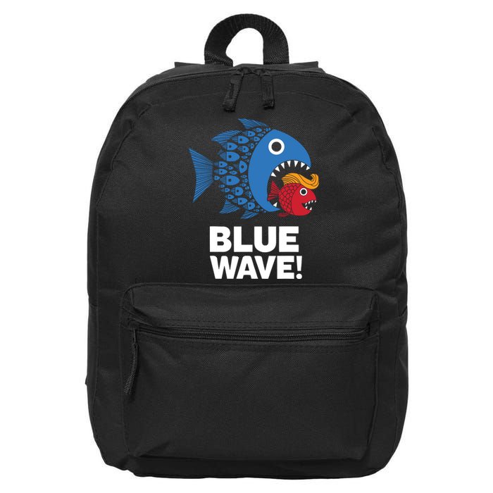 Blue Wave Kamala Funny Big Fish Eat Little Fish Trump Hair 16 in Basic Backpack