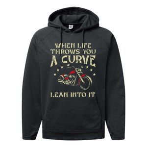 Biker When Life Throws You A Curve Motorcycle Performance Fleece Hoodie