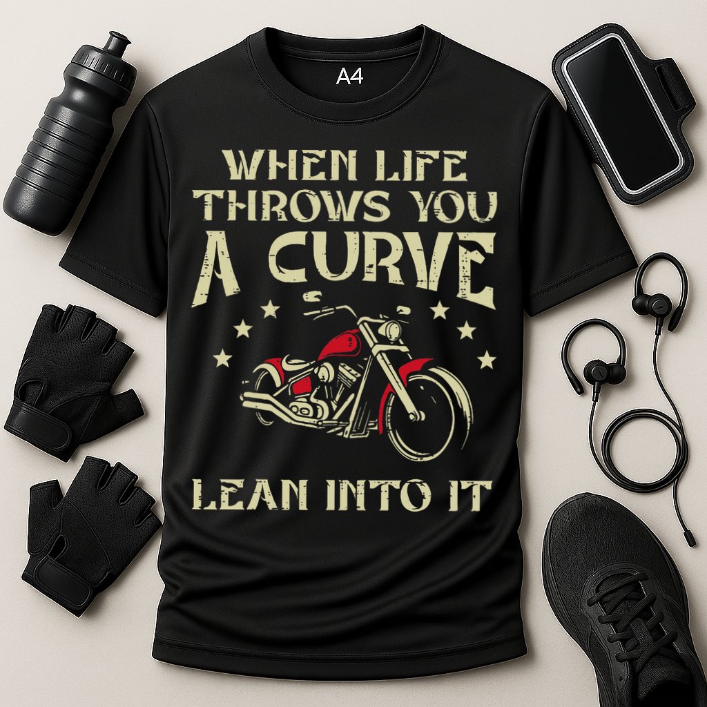 Biker When Life Throws You A Curve Motorcycle Cooling Performance Crew T-Shirt