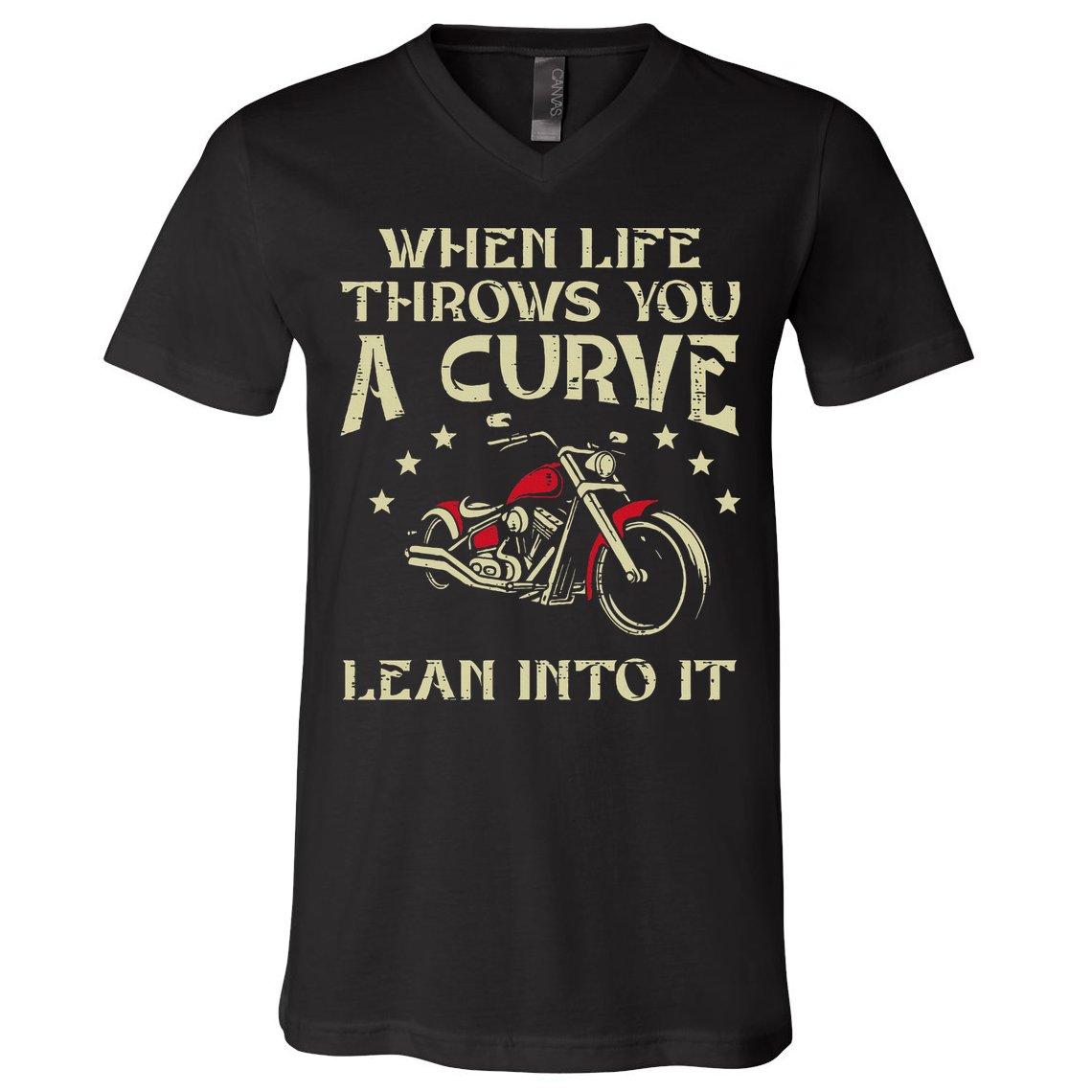 Biker When Life Throws You A Curve Motorcycle V-Neck T-Shirt