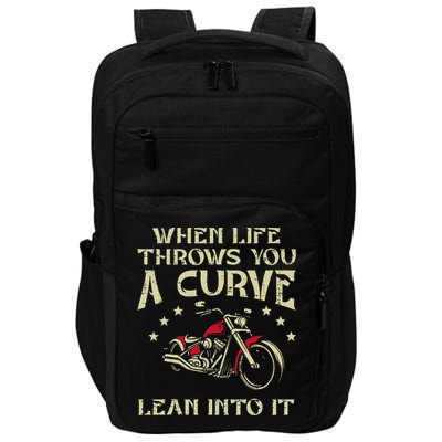 Biker When Life Throws You A Curve Motorcycle Impact Tech Backpack