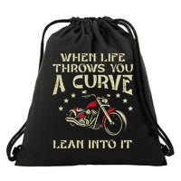 Biker When Life Throws You A Curve Motorcycle Drawstring Bag