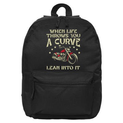 Biker When Life Throws You A Curve Motorcycle 16 in Basic Backpack