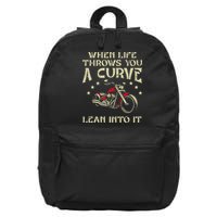 Biker When Life Throws You A Curve Motorcycle 16 in Basic Backpack