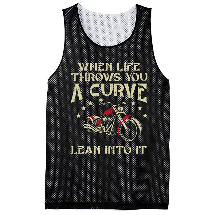 Biker When Life Throws You A Curve Motorcycle Mesh Reversible Basketball Jersey Tank