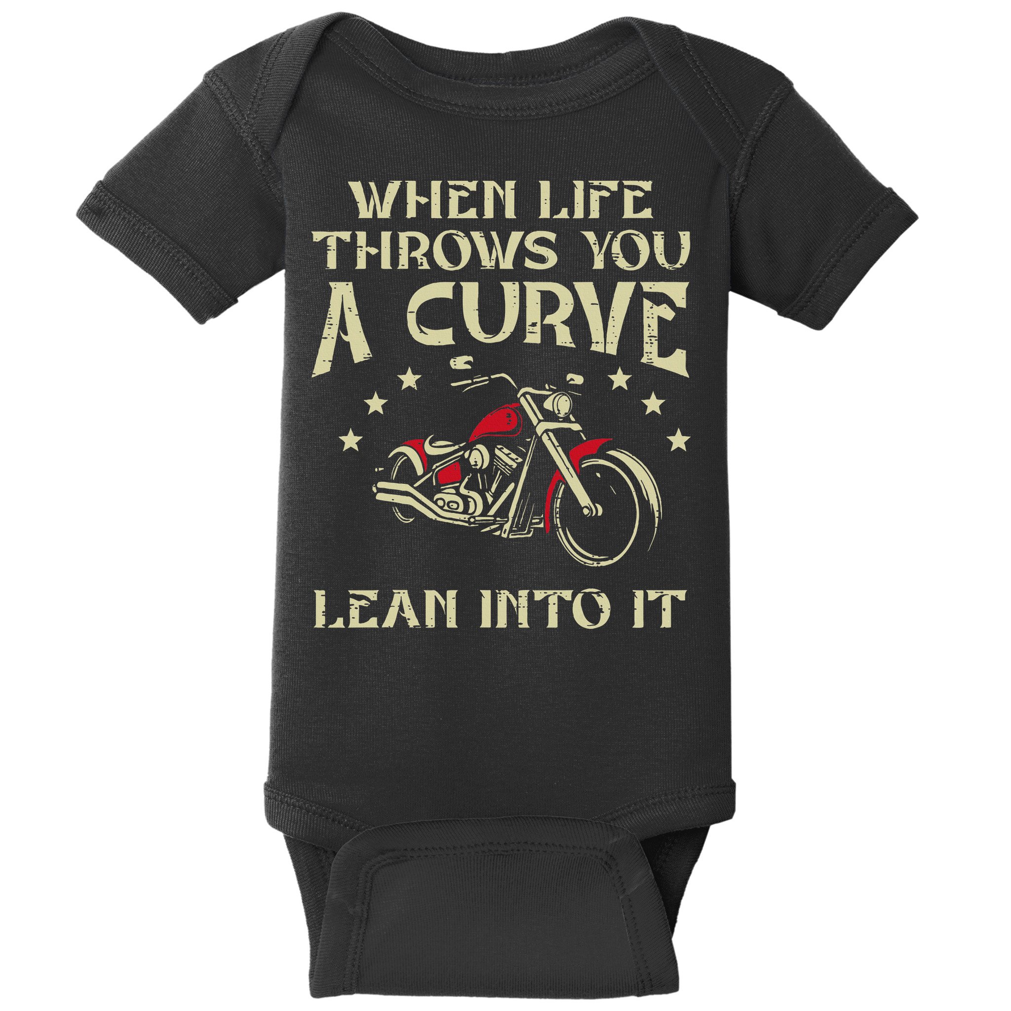 Biker When Life Throws You A Curve Motorcycle Baby Bodysuit