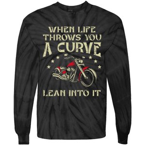 Biker When Life Throws You A Curve Motorcycle Tie-Dye Long Sleeve Shirt