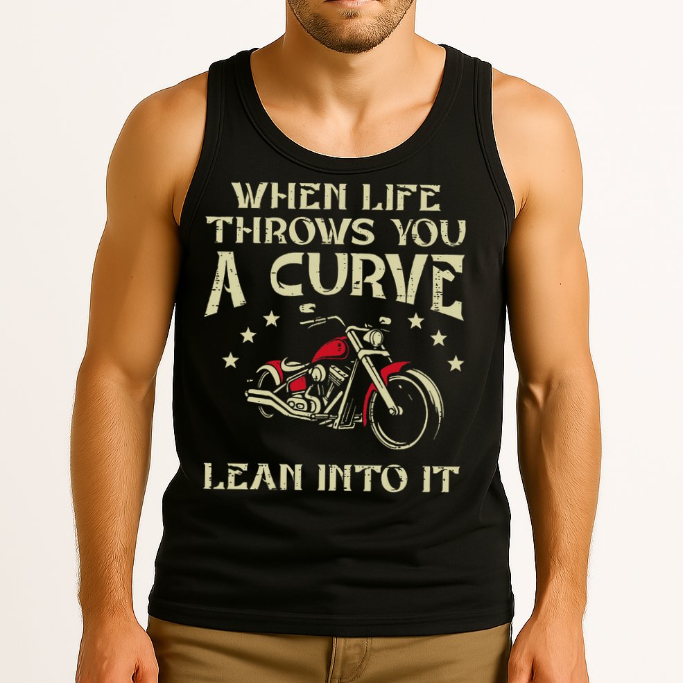 Biker When Life Throws You A Curve Motorcycle Tank Top