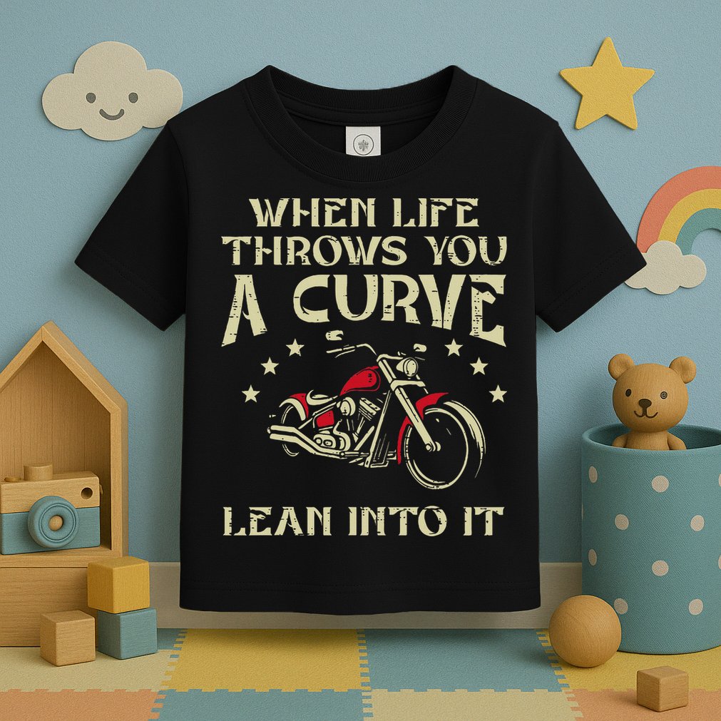 Biker When Life Throws You A Curve Motorcycle Toddler T-Shirt