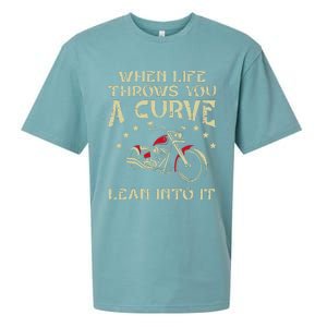 Biker When Life Throws You A Curve Motorcycle Sueded Cloud Jersey T-Shirt