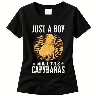 Boy who loves Capybaras South American Capybara  Womens T-Shirt