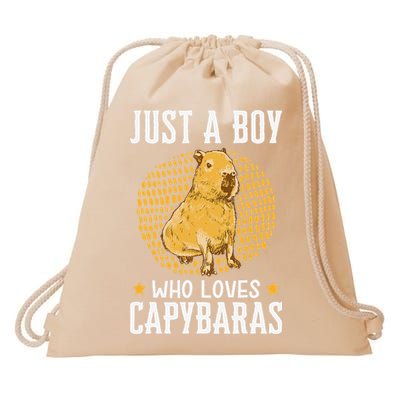 Boy who loves Capybaras South American Capybara  Drawstring Bag