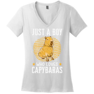 Boy who loves Capybaras South American Capybara  Women's V-Neck T-Shirt