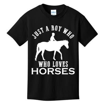 Boy Who Loves Horses Equestrian Horse Riding Gift For Boys Gift Kids T-Shirt