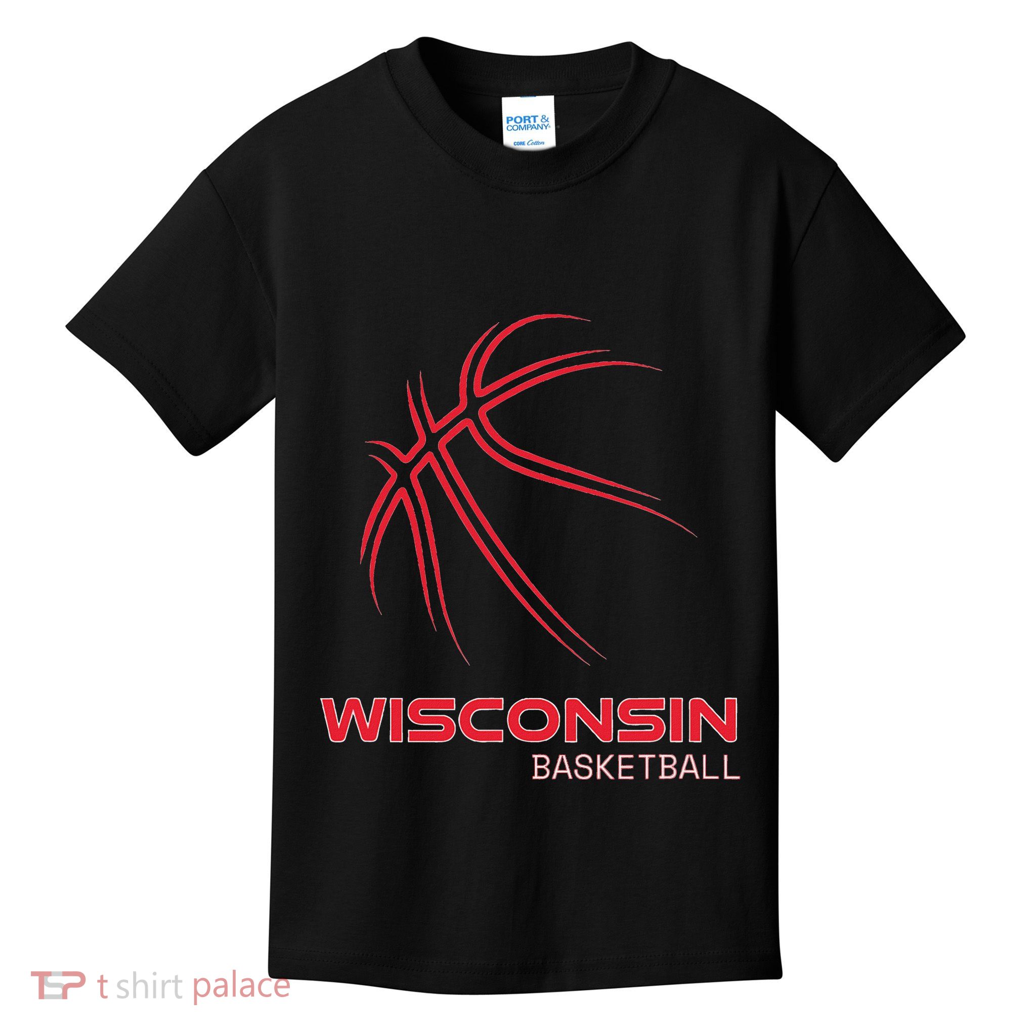 Basketball Wi Love The Badger State Souvenir Wisconsin Hoops Kids T-Shirt