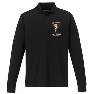 Boy Who Loves Tornadoes Weather Enthusiast Meteorology Storm Performance Long Sleeve Polo