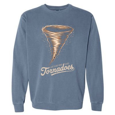 Boy Who Loves Tornadoes Weather Enthusiast Meteorology Storm Garment-Dyed Sweatshirt