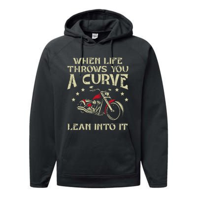 Biker When Life Throws You A Curve Motorcycle Performance Fleece Hoodie