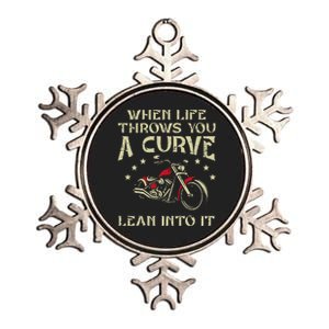 Biker When Life Throws You A Curve Motorcycle Metallic Star Ornament