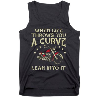 Biker When Life Throws You A Curve Motorcycle Tank Top