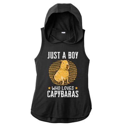 Boy who loves Capybaras South American Capybara  Ladies PosiCharge Tri-Blend Wicking Draft Hoodie Tank