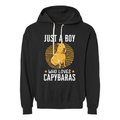 Boy who loves Capybaras South American Capybara  Garment-Dyed Fleece Hoodie