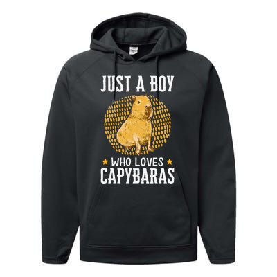 Boy who loves Capybaras South American Capybara  Performance Fleece Hoodie