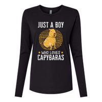 Boy who loves Capybaras South American Capybara  Womens Cotton Relaxed Long Sleeve T-Shirt