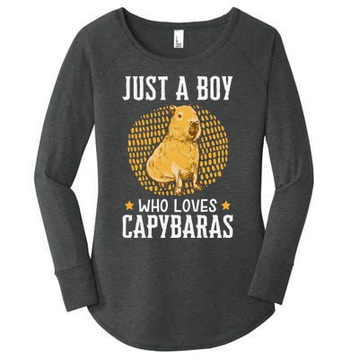 Boy who loves Capybaras South American Capybara  Women's Perfect Tri Tunic Long Sleeve Shirt