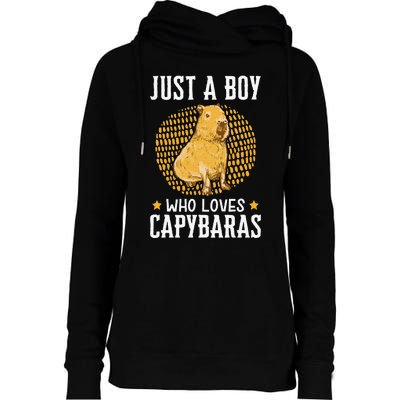 Boy who loves Capybaras South American Capybara  Womens Funnel Neck Pullover Hood