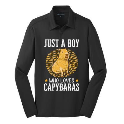 Boy who loves Capybaras South American Capybara  Silk Touch Performance Long Sleeve Polo