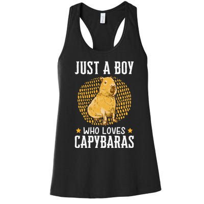 Boy who loves Capybaras South American Capybara  Women's Racerback Tank