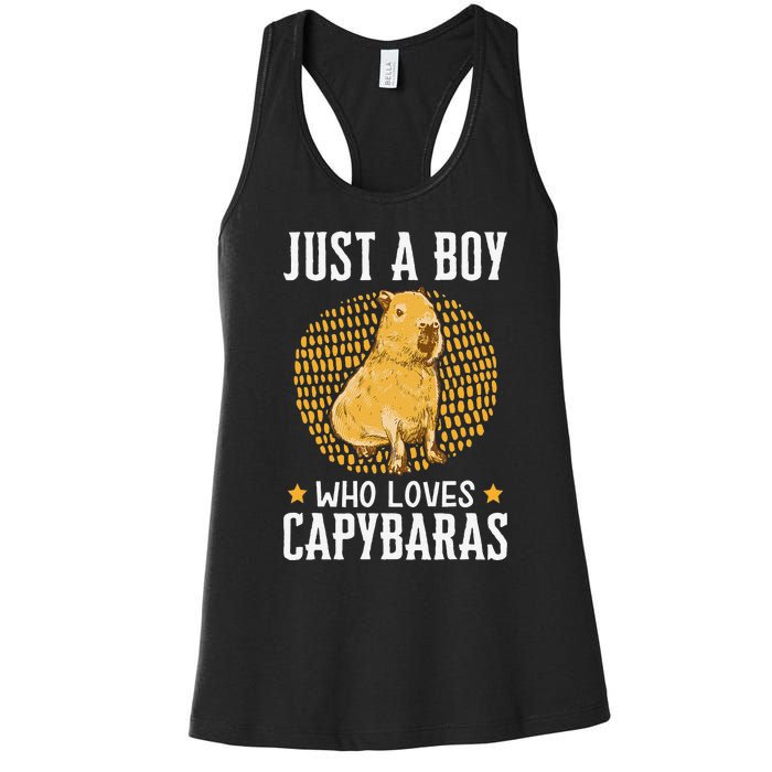 Boy who loves Capybaras South American Capybara  Women's Racerback Tank