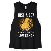 Boy who loves Capybaras South American Capybara  Women's Racerback Cropped Tank