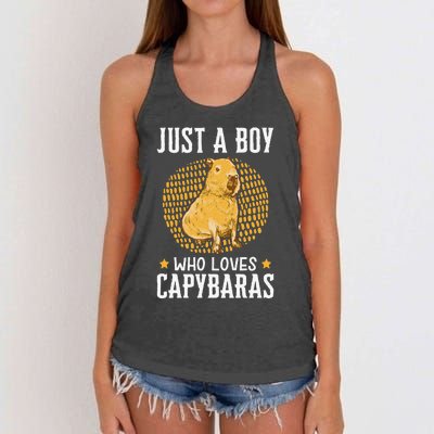 Boy who loves Capybaras South American Capybara  Women's Knotted Racerback Tank