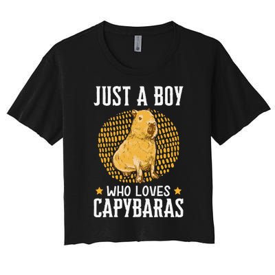 Boy who loves Capybaras South American Capybara  Women's Crop Top Tee