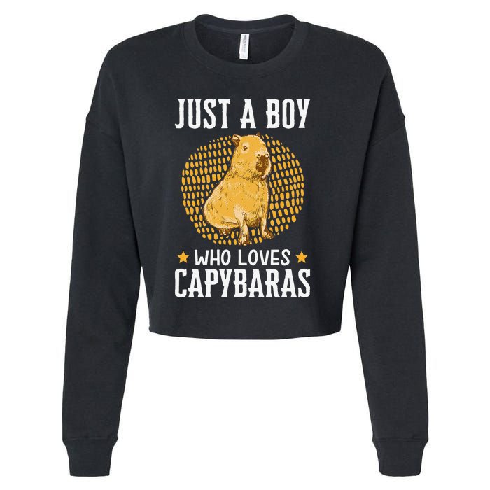 Boy who loves Capybaras South American Capybara  Cropped Pullover Crew