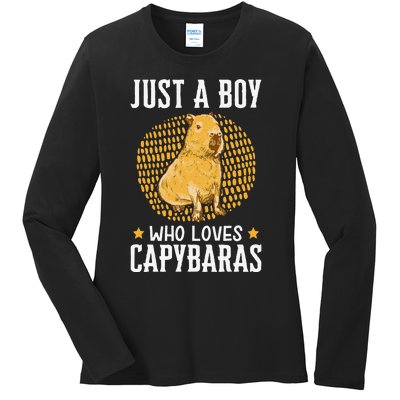 Boy who loves Capybaras South American Capybara  Ladies Long Sleeve Shirt