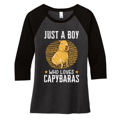 Boy who loves Capybaras South American Capybara  Women's Tri-Blend 3/4-Sleeve Raglan Shirt