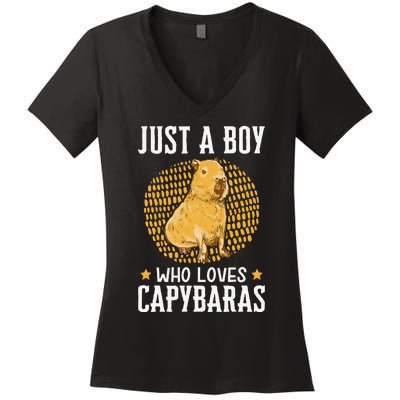 Boy who loves Capybaras South American Capybara  Women's V-Neck T-Shirt