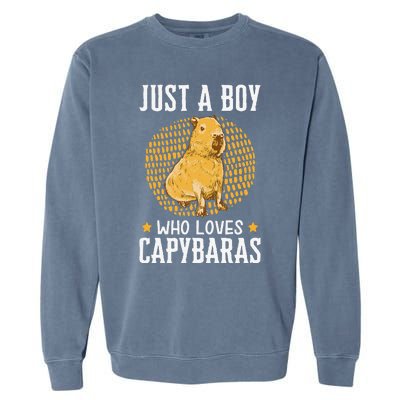 Boy who loves Capybaras South American Capybara  Garment-Dyed Sweatshirt