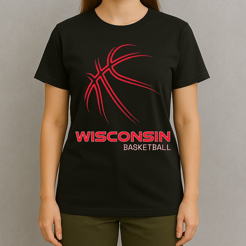 Basketball WI Love The Badger State Souvenir Wisconsin Hoops T-Shirt