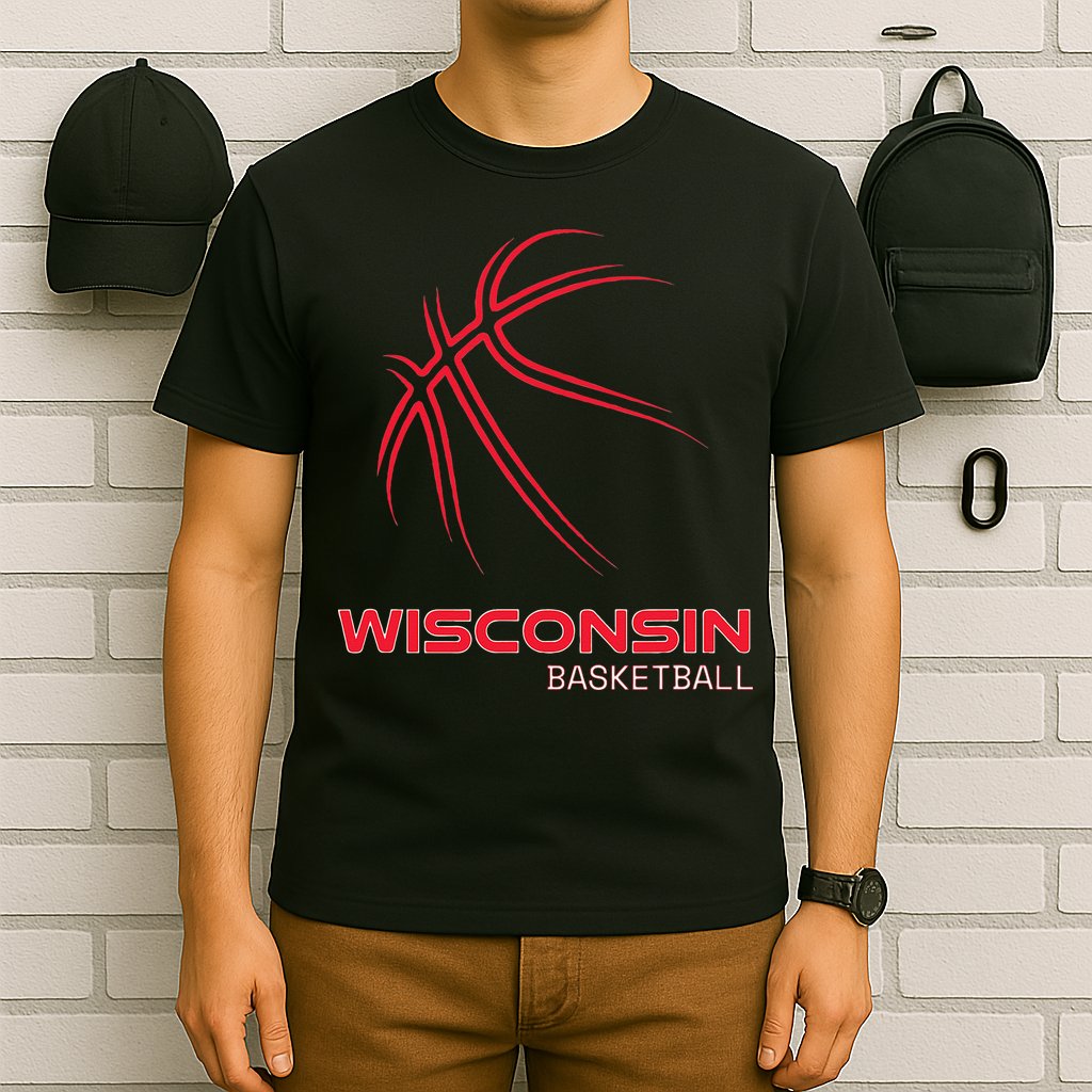 Basketball WI Love The Badger State Souvenir Wisconsin Hoops T-Shirt