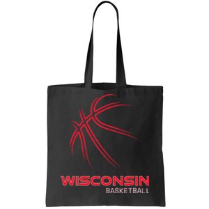 Basketball WI Love The Badger State Souvenir Wisconsin Hoops Tote Bag