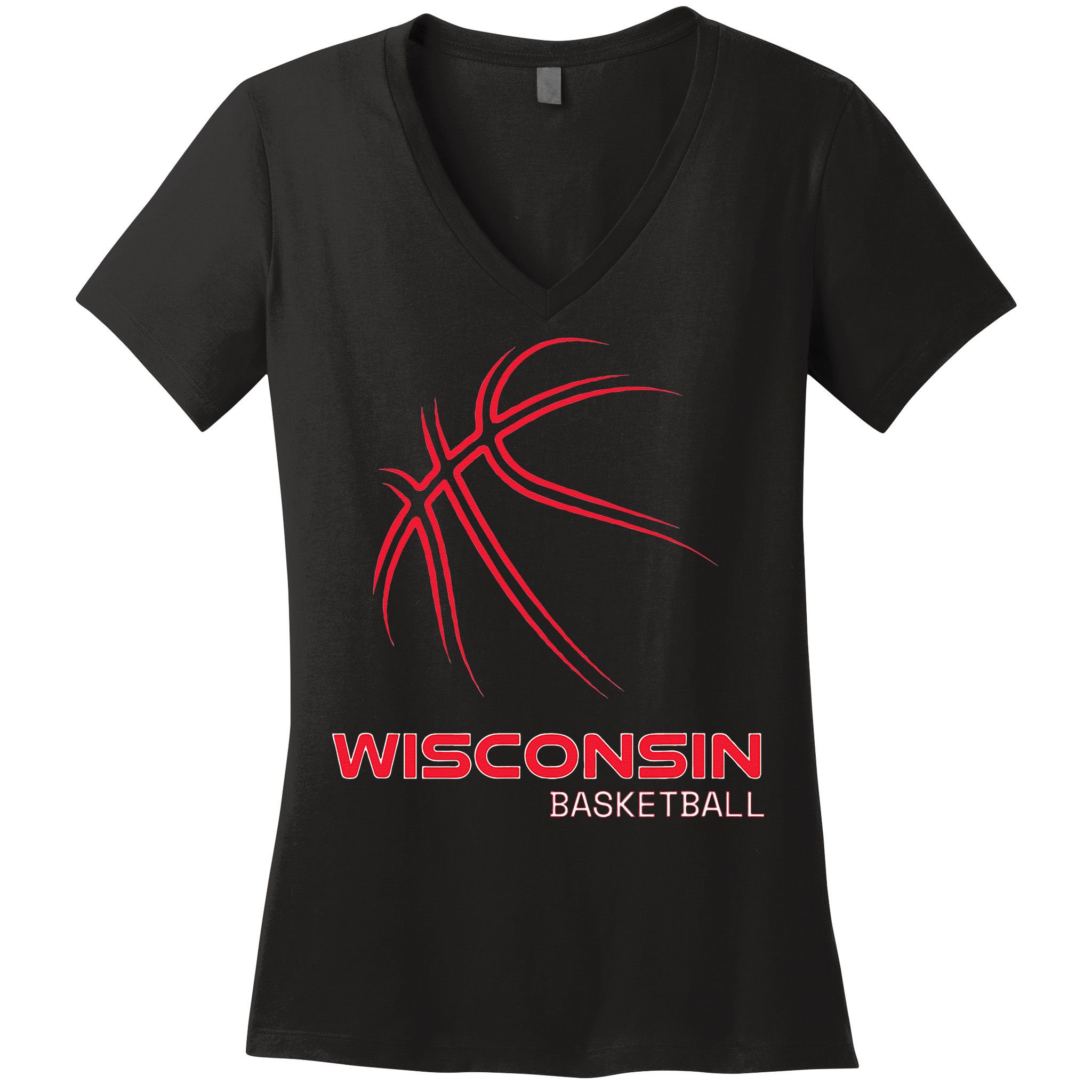 Basketball WI Love The Badger State Souvenir Wisconsin Hoops Women's V-Neck T-Shirt