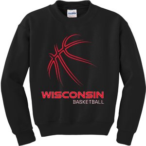 Basketball WI Love The Badger State Souvenir Wisconsin Hoops Kids Sweatshirt