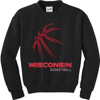 Basketball WI Love The Badger State Souvenir Wisconsin Hoops Kids Sweatshirt