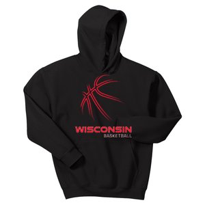 Basketball WI Love The Badger State Souvenir Wisconsin Hoops Kids Hoodie